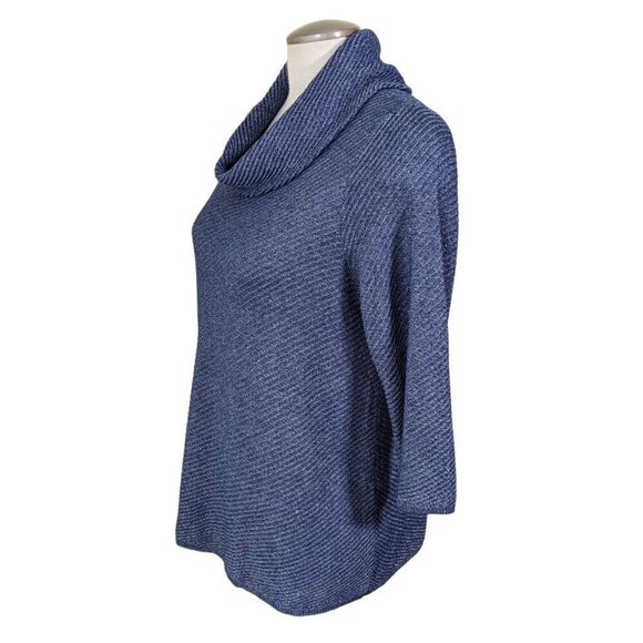 Chicos Easywear Cowl Neck Top Womens US 12 14 Blue Diagonal Stripe Pullover - Picture 3 of 8